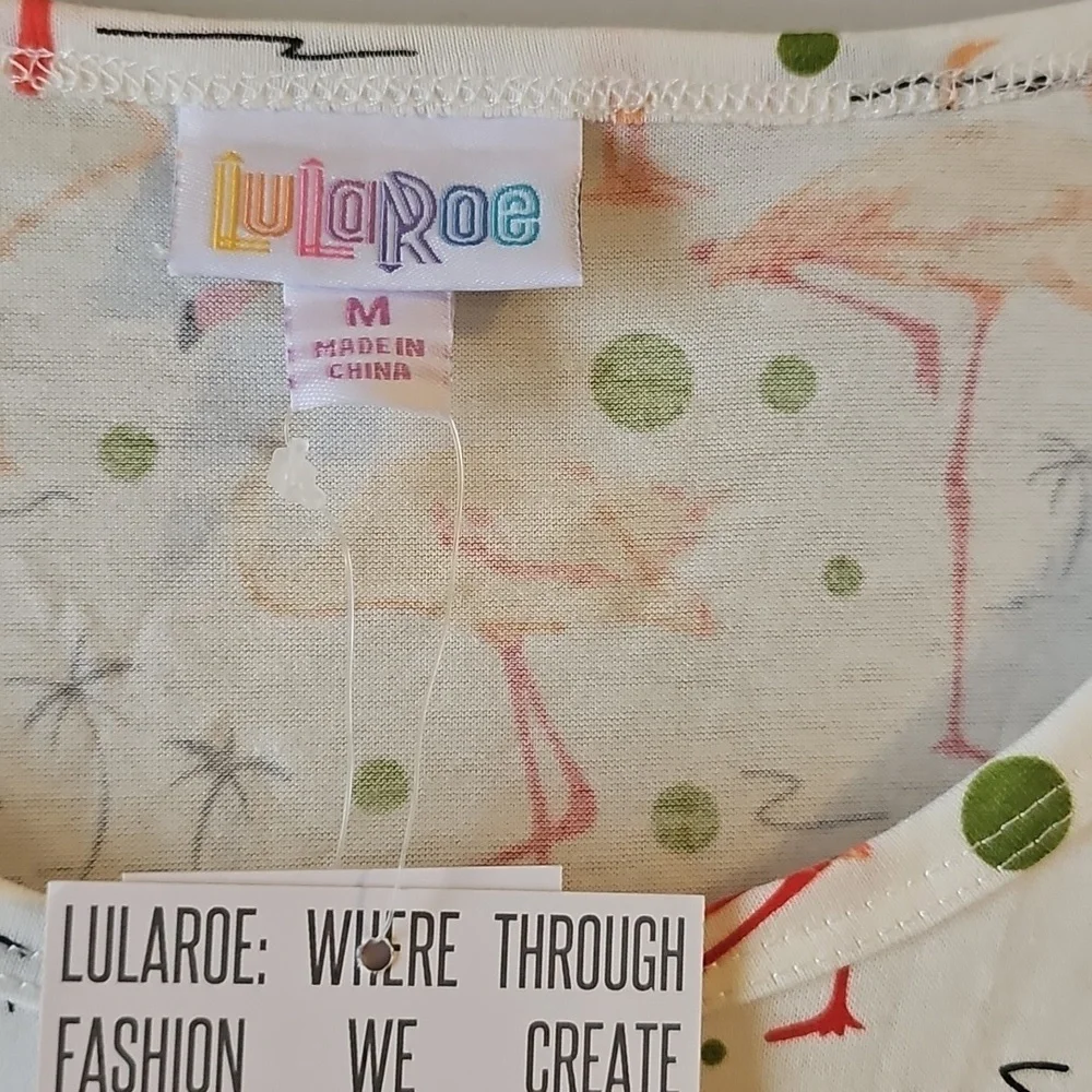 Lularoe sz medium rare Flamingo Morgan Flare tee shirt new with tags WT331 - Picture 2 of 7